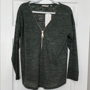 Soft Surroundings Half-Zip Women’s Knit Top in Green